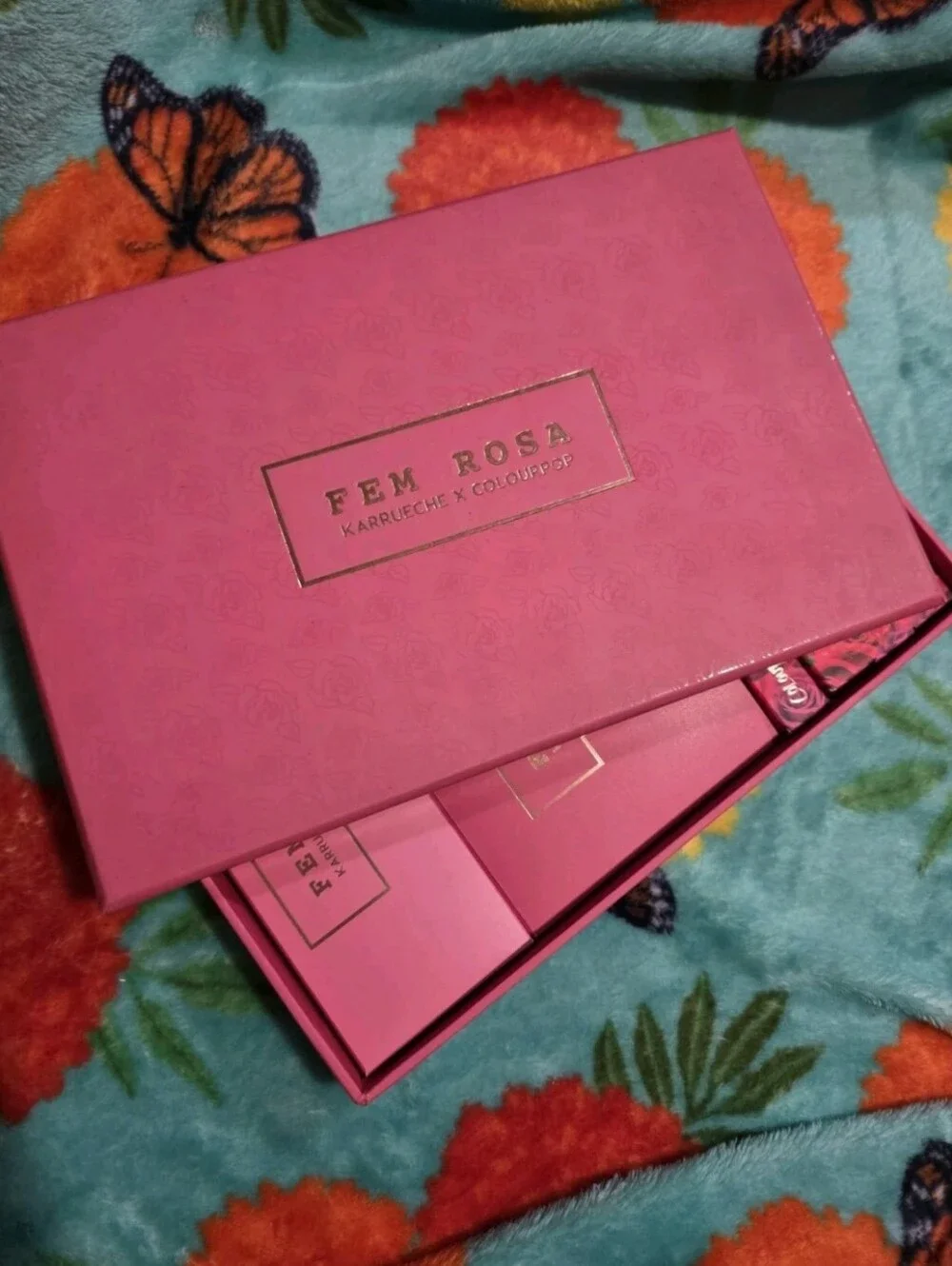Colourpop Fem Rosa Karrueche Eyeshadow Palette Blush Lip Glossy Satin Set Of 4